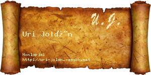 Uri Jolán névjegykártya